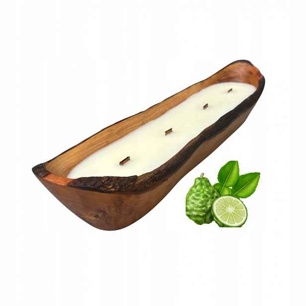 Přírodní vonná svíčka v dřevě DK40 Arkay Bergamot a Limetka