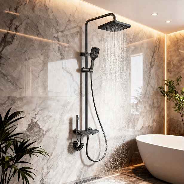 TEMU Sprchová sada, moderní design klavírních kláves, nástěnná sada armatur, vhodná pro domácí koupelnu, sprchový výtok funkcemi, dárek k dekoraci