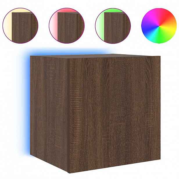 vidaXL Nástěnná TV skříňka s LED osvětlením hnědý dub 40,5x35x40 cm