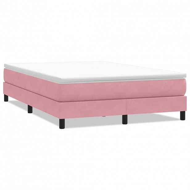 vidaXL Postel Box Spring bez matrace růžová 140x210 cm samet