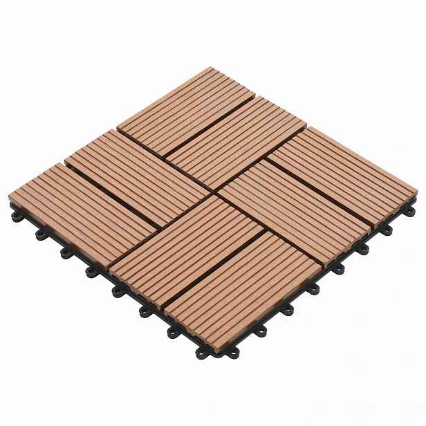 vidaXL Dlažba na terasu 11 ks Hnědá 30 x 30 cm WPC