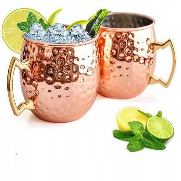 Měděný hrnek na vodu 530 ml 2ks měděný kladívkový