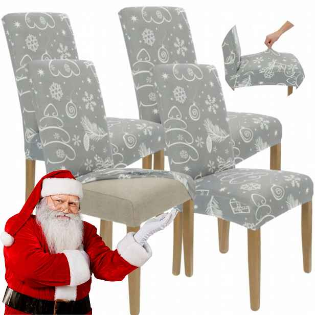 4 Ks Vánoční Potah Na Židli Sváteční Dekorace Elastické Potahy