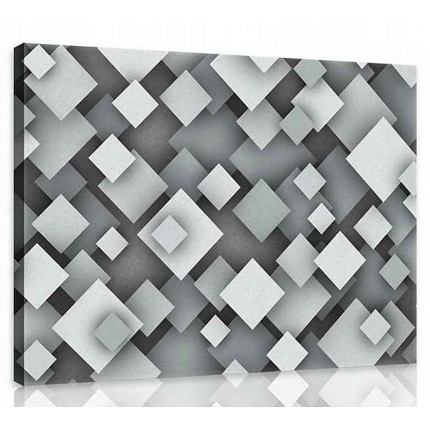 Obraz Na Plátně Plátno 100x75 Šedá Abstrakce Čtverec Geometrie 3D