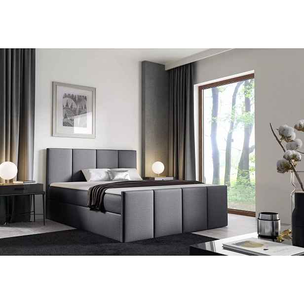 Postel s matrací a roštem LOLA - 140x220, šedá 1 + topper ZDARMA