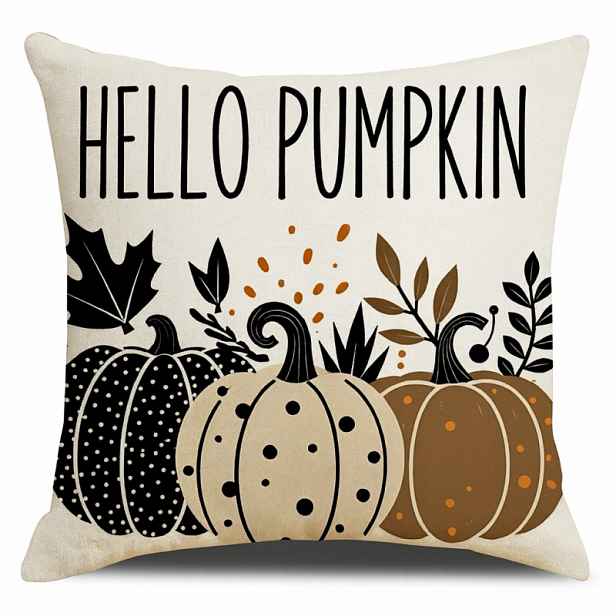 Povlak na polštář HELLO PUMPKIN 45x45 cm, béžový