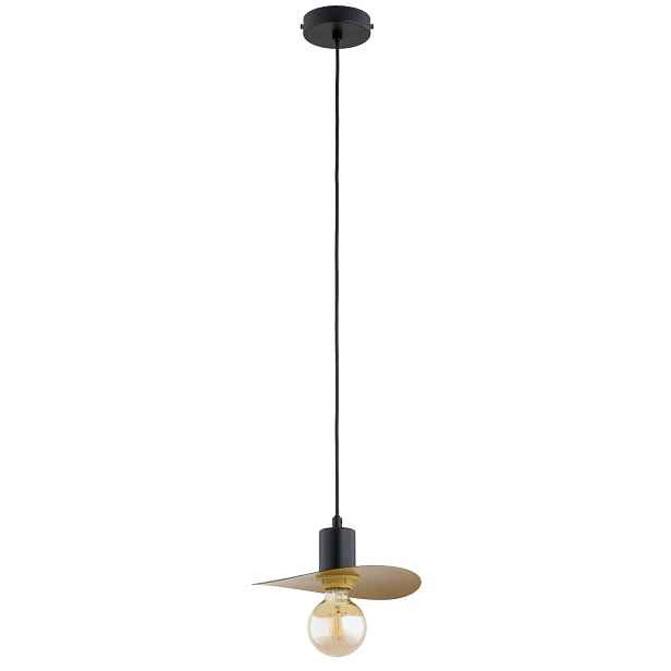 Retro závěsná lampa černo-zlatá, stínidlo fi23cm 1xE27 Alfa