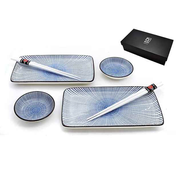 Sada na sushi pro 2 osoby Tokusa Blue Raundo White Box