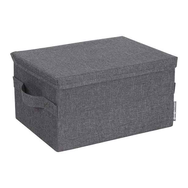 Šedý látkový úložný box s víkem 35x26x19 cm Soft Storage – Bigso