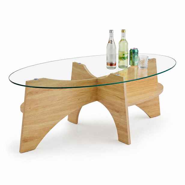 STILVORA KONFERENČNÍ STŮL oválný v přírodní barvě s dekorem dřeva do jídelny a obýváku 104,9x60x35,6 cm