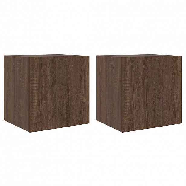 vidaXL Nástěnné TV skříňky s LED 2 ks hnědý dub 40,5 x 35 x 40 cm