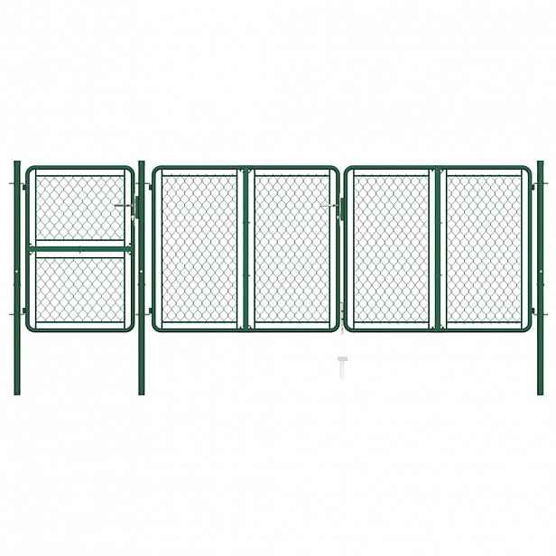 vidaXL Zahradní branka ocelová 400 x 125 cm zelená