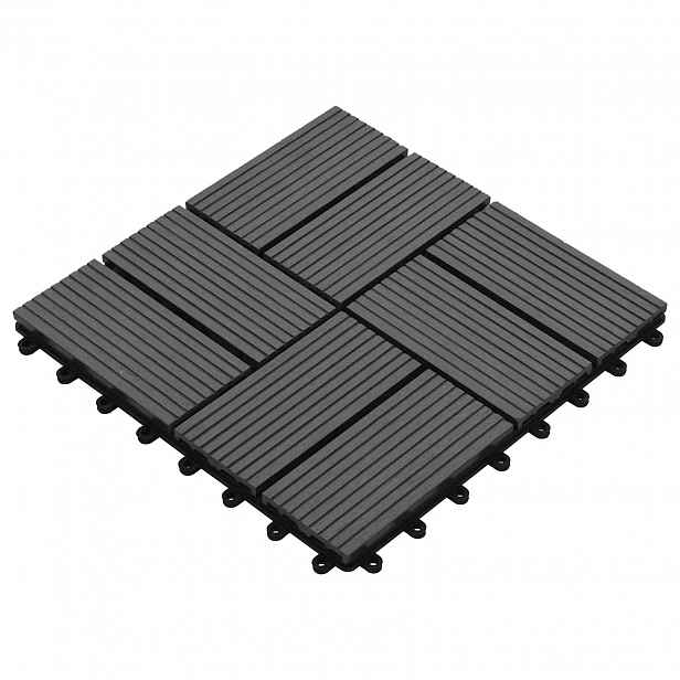 vidaXL Dlažba na terasu 11 ks Šedá 30 x 30 cm WPC