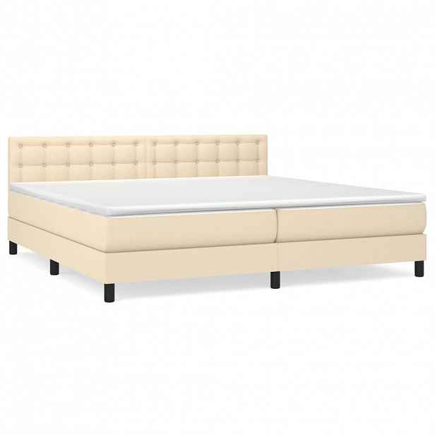 vidaXL Box spring postel s matrací krémová 200x200 cm textil