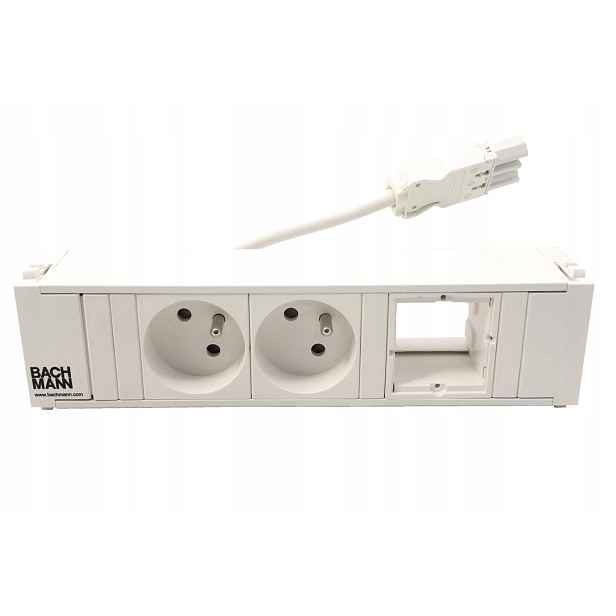 Bachmann Coni, box pro 3 moduly, 2x zásuvka Cz, 1x volné, bílý+bílé moduly