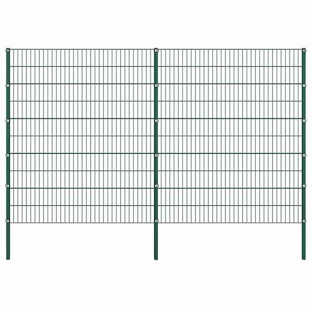 vidaXL Plotový panel se sloupky železný 349 x 200 cm zelený