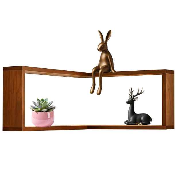 Závěsná nástěnná police na květiny Knihy Ozdoby Hračky 40x20 cm Loft Hnědá
