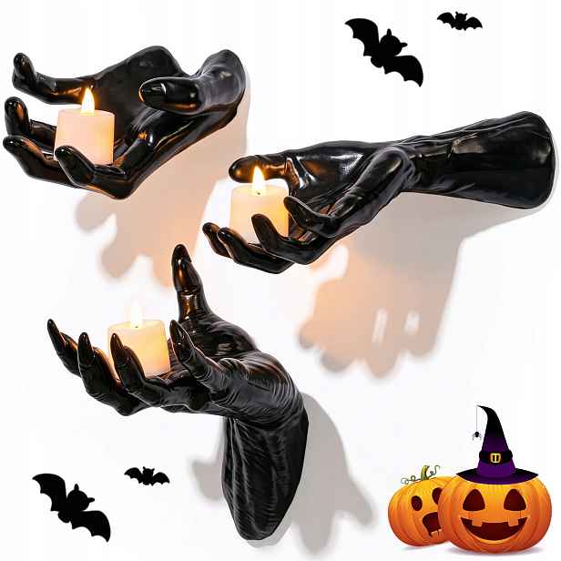 Nástěnné Ruce Halloweenská Dekorace 3 Ks Rukou, Se 3 Svíčkami Na Šperky, Lampy