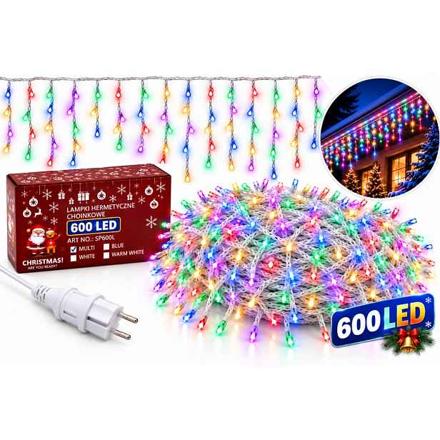 Vánoční Osvětlení Rampouchy 600 Led 31,5 M Multicolor Venkovní Flash IP65