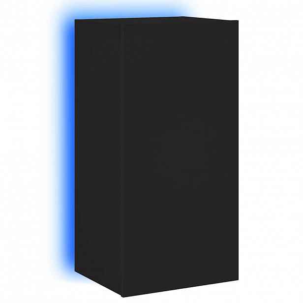 vidaXL Nástěnná TV skříňka s LED osvětlením černá 40,5 x 35 x 80 cm