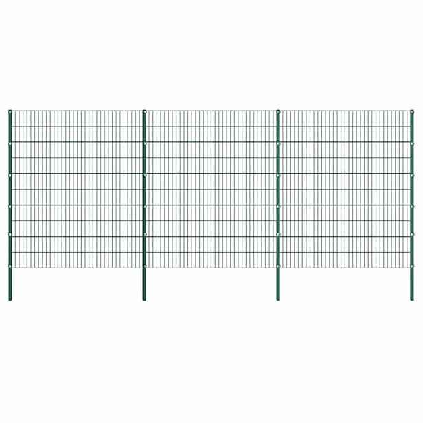 vidaXL Plotový panel se sloupky železný 522 x 200 cm zelený