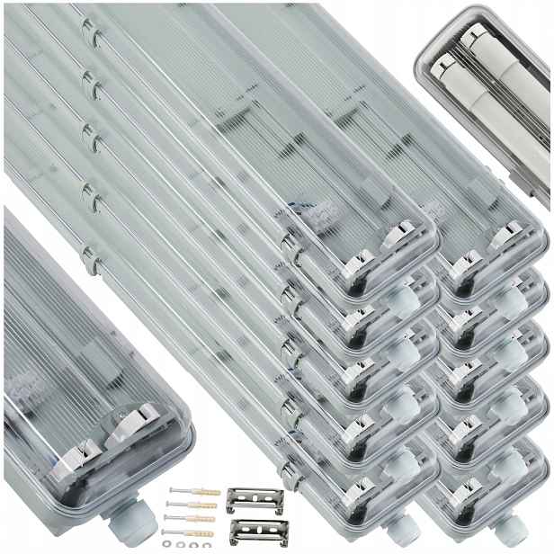 10X Hermetické Led Svítidlo Do Garáže 60 CM 20X Světelná Sada