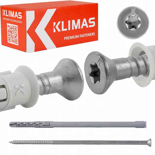 Rámové rozpěrné hmoždinky 10x230 mm 25 ks kuželová hlava Torx Klimas Kps-fast