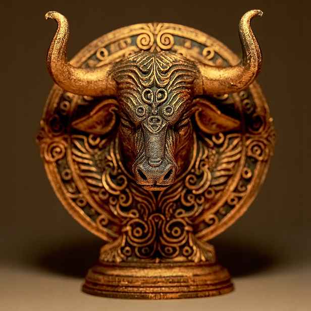 Býk Zodiac Horoskop Socha Dekorativní figurka 15 cm ručně malovaná