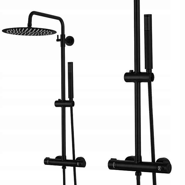 Černý Sprchový Set S Velkou Dešťovou Sprchou 30 CM Inea