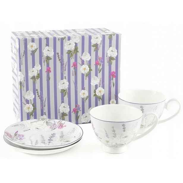 Home Elements Porcelánový šálek s podšálkem 2 x 250 ml, Levandule