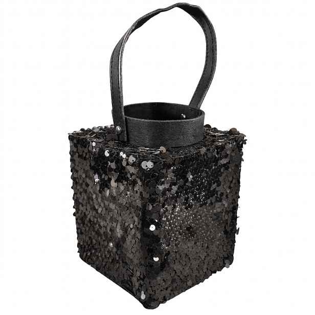 Lucerna s flitry LOFTY GLAM 27 cm, černá