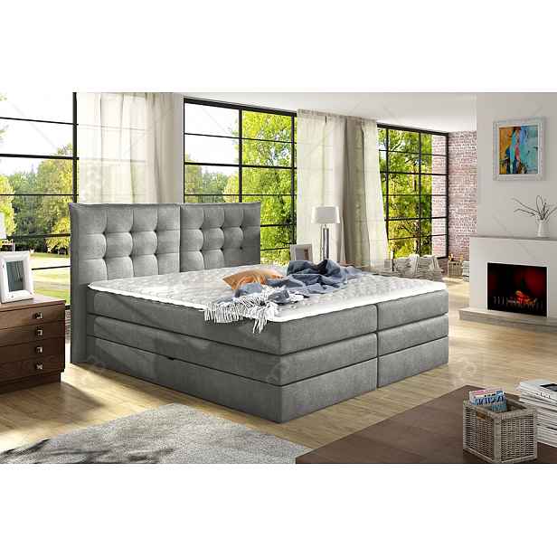 Luxusní box spring postel Field 160x200, tmavě šedá - AKCE HELCEL