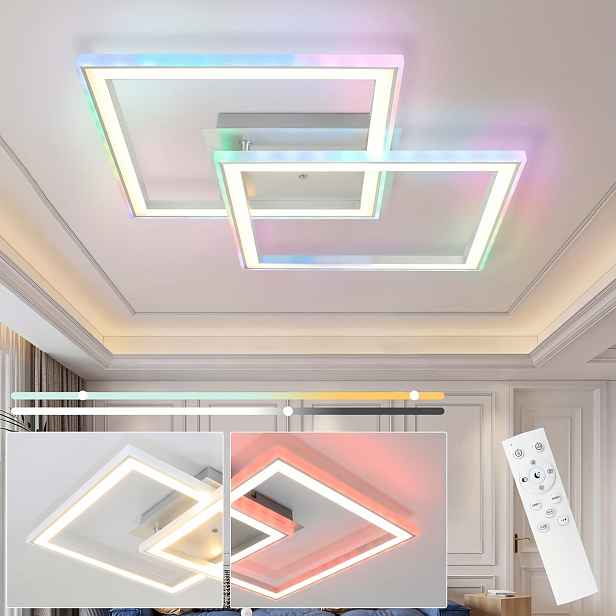 TEMU LED stropní světlo do ložnice - 35W nastavitelné stmívatelné černé moderní světlo s dálkovým ovládáním RGB měnící barvy kuchyňské světlo