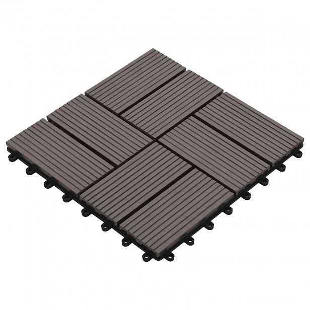 vidaXL Dlažba na terasu 11 ks Tmavě hnědá 30 x 30 cm WPC