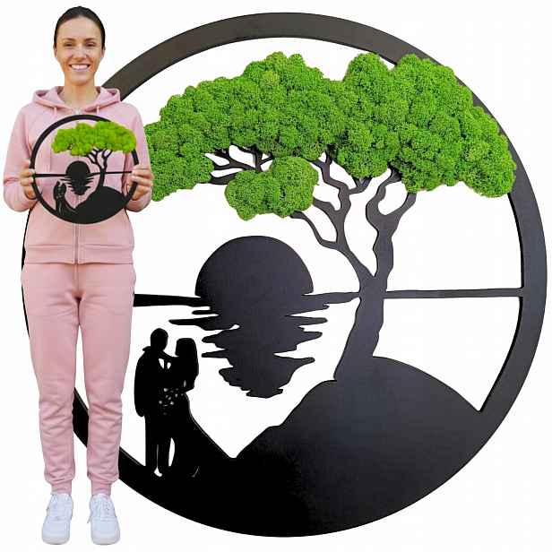 Obraz Z Mechu mech chrobotek Živý Stromek Bonsai na zeď Ozdoba Dekorace