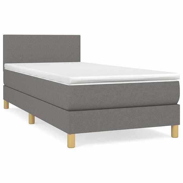 vidaXL Box spring postel s matrací tmavě šedá 80 x 200 cm textil