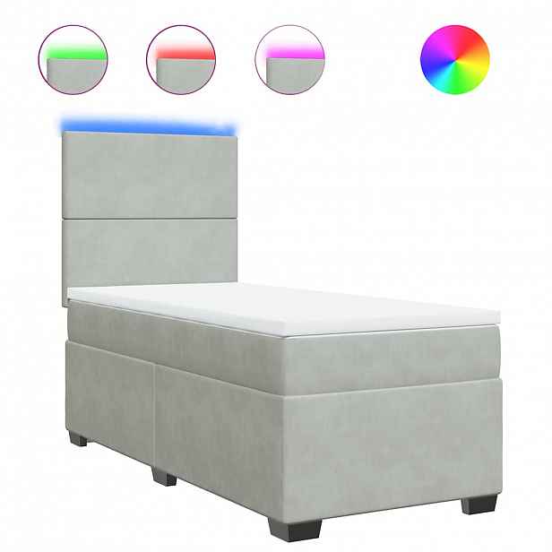 vidaXL Box spring postel s matrací světle šedá 90x190 cm samet