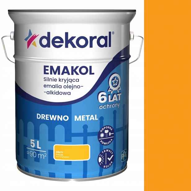 Dekoral Emakol Silně Krycí Olejovo-alkydový Smalt 5L Žlutý Lesk