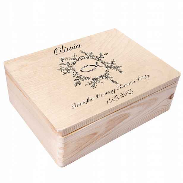 Krabička na bibli personalizovaný dárek svaté přijímání suvenýr tisk 40x30x14 cm