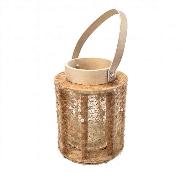 Lucerna s flitry NATUR GLAM 21 cm, přírodní