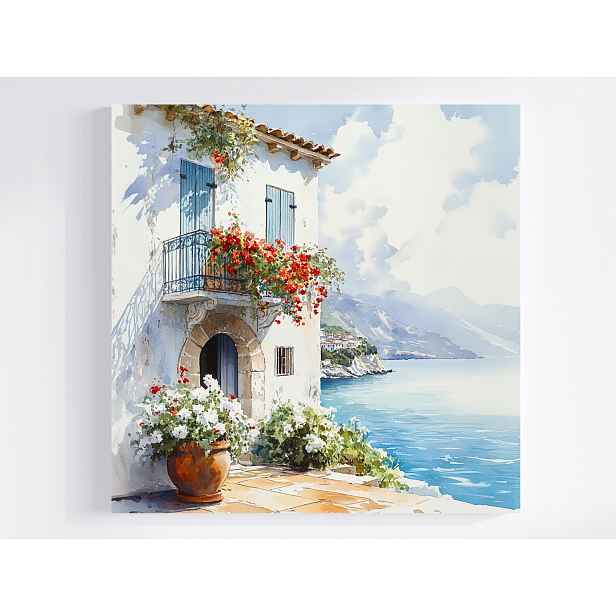 Obraz Na Plátně Canvas Jižní Řecko Dům Vila Terasa Moře Léto 50x50