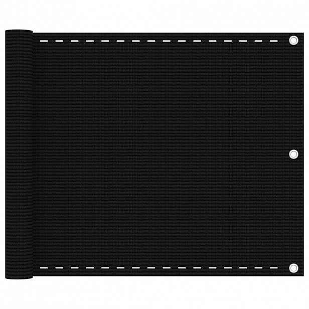 vidaXL Balkonová zástěna černá 75 x 500 cm HDPE