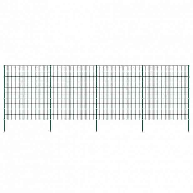 vidaXL Plotový panel se sloupky železný 867 x 200 cm zelený