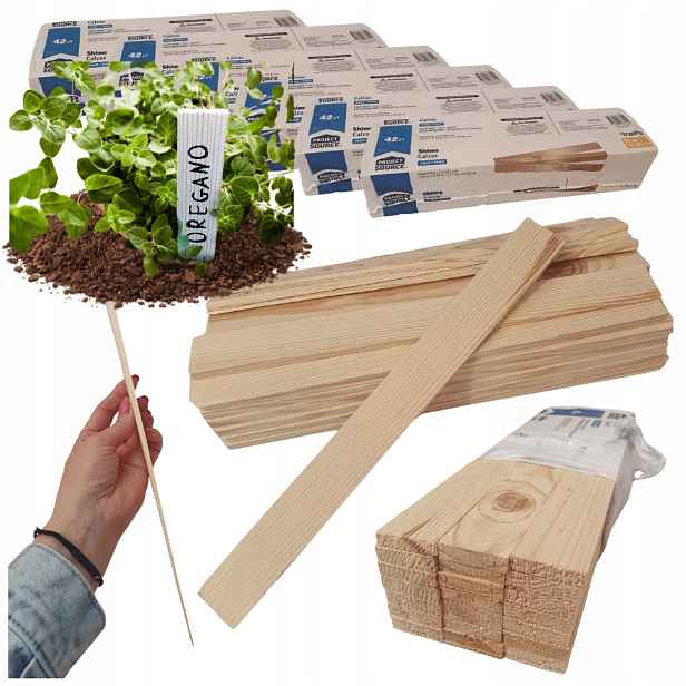 Dřevěné Etikety Značky Na Rostliny Tabule montážní klíny 6x42 ks