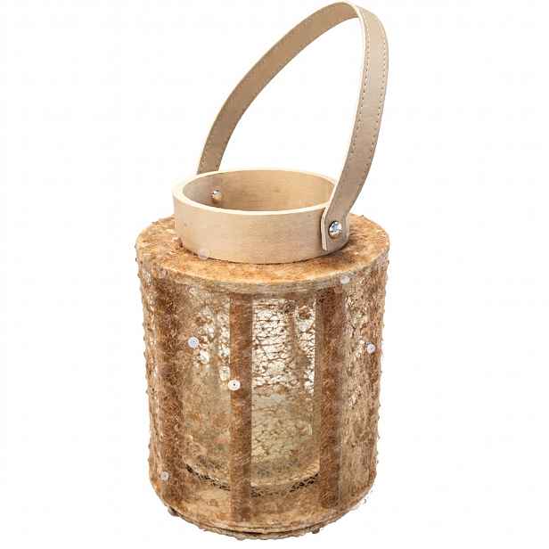 Lucerna s flitry NATUR GLAM 26 cm, přírodní