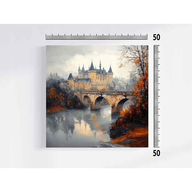 Obraz Na Plátně Canvas Krajina Architektura Zámek Most Řeka Podzim 50x50