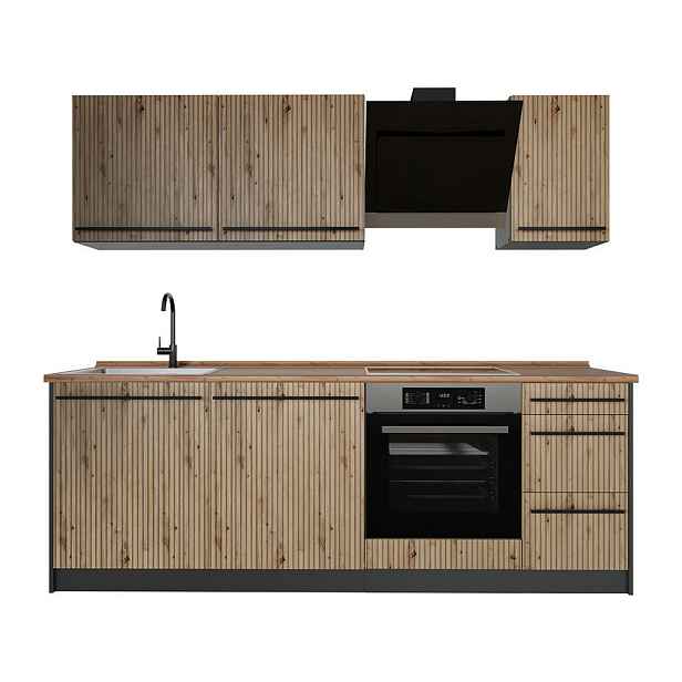 Vicco KUCHYŇSKÝ KOUT R-Line, Řemeslný dub/Antracit, 220 cm, PD Dub
