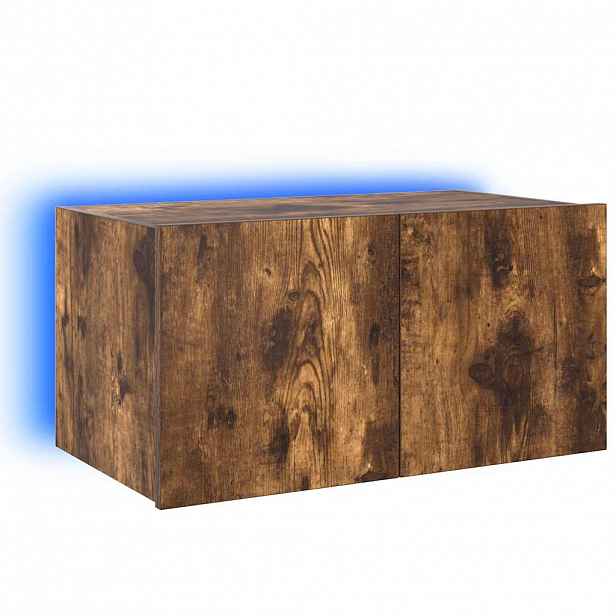 vidaXL Nástěnná TV skříňka s LED osvětlením kouřový dub 60x35x31 cm