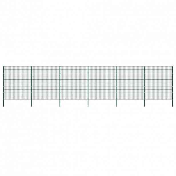 vidaXL Plotový panel se sloupky železný 1040 x 200 cm zelený