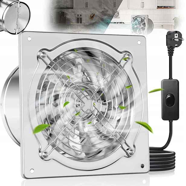 Výkonný Ventilátor 525 M³/h Domácí Koupelnový Odtahový, Výkonný, Odnímatelný, 150 MM
